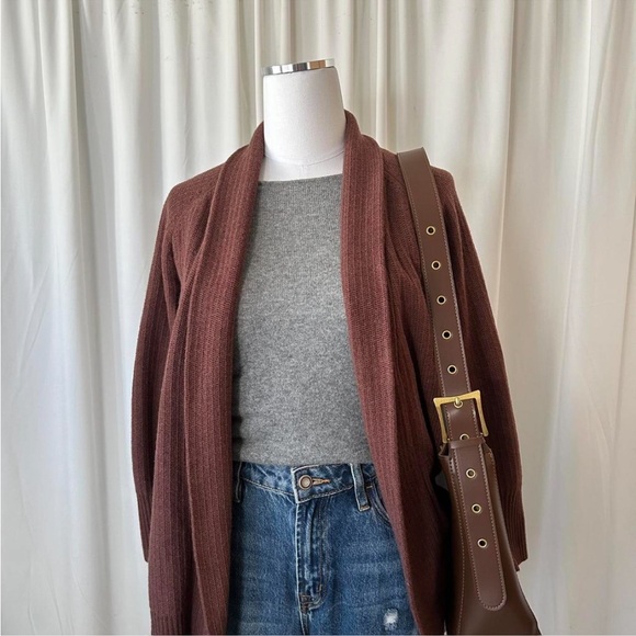 Brown Gap wool blend open-front cardigan size small Petite. - Picture 5 of 8